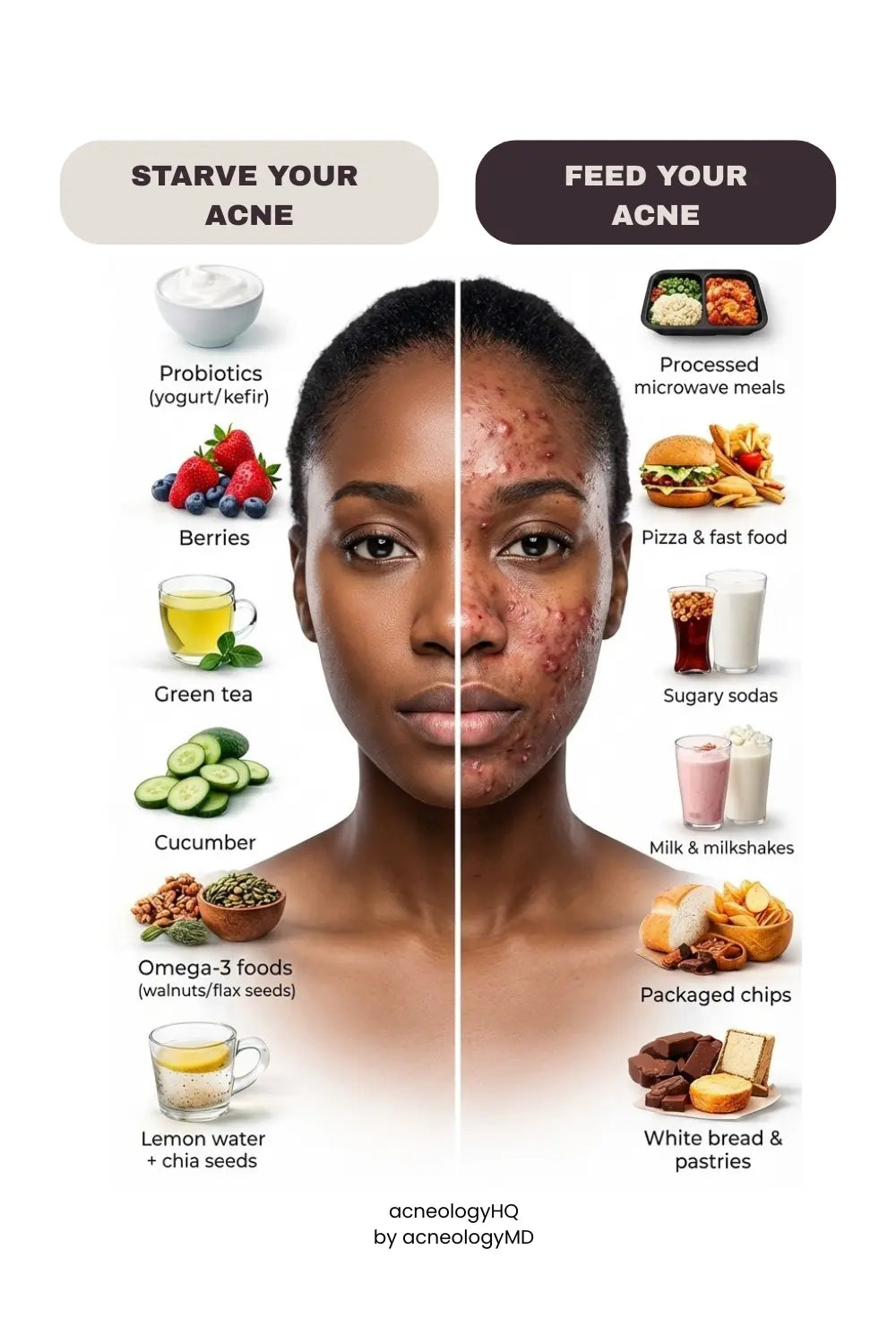 The Acne Diet: Foods That Feed Breakouts (and Foods That Help Clear Them) By Dr. Bimpe Fash AcneologyHQ™